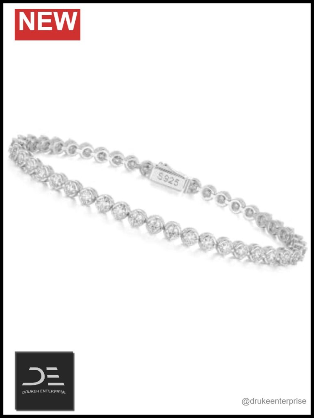 Sterling Silver 14K Gold Plated Moissanite Tennis Bracelet Bezel Set
